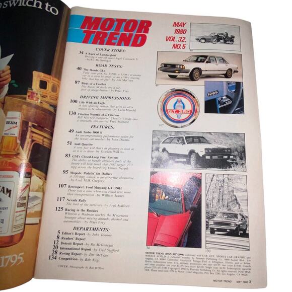 Vtg Lot 4 Motor Trend May June July August 1980 Lamborghini Cutlass Ford Renault - Picture 3 of 7